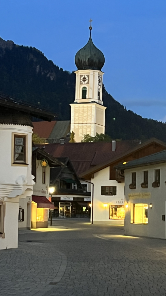 Oberammergau church at night