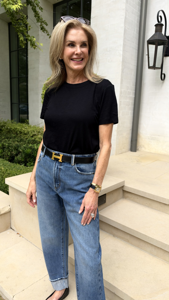 Tanya Foster wearing LOFT shirt and jeans
